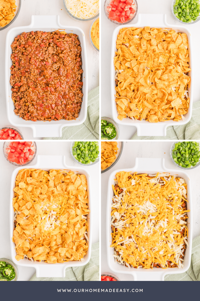 Opttong casserole with fritos and cheese collage