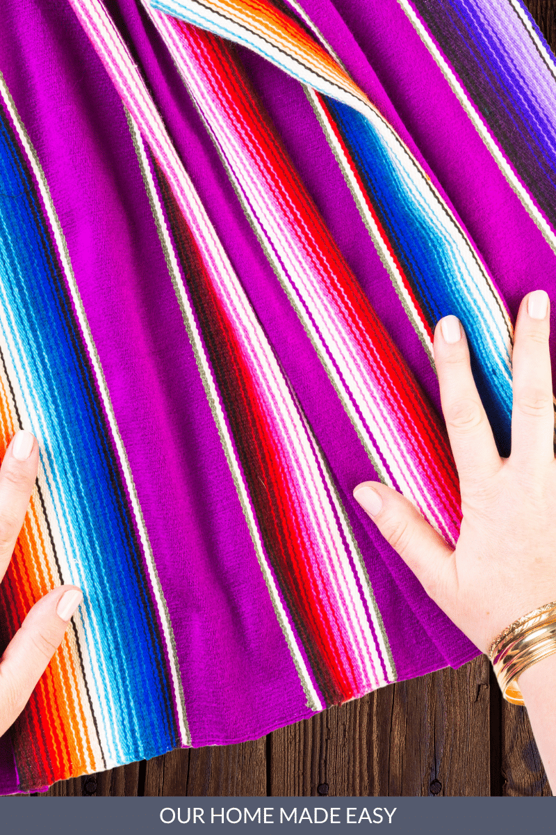 Mexican blanket being used a tablecloth